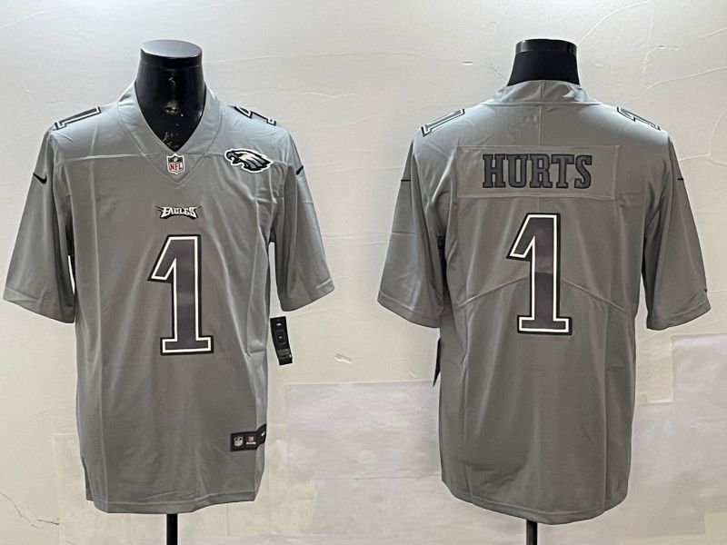 Men Philadelphia Eagles #1 Hurts Grey 2025 Nike Vapor Limited NFL Jersey style 2103->los angeles dodgers->MLB Jersey
